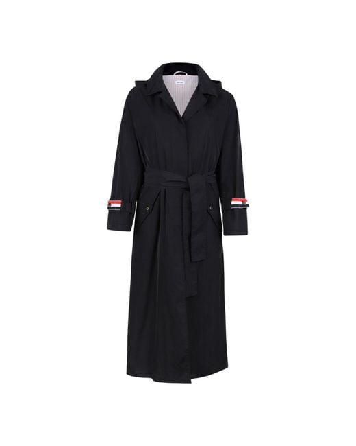 Thom Browne Women's Black Classic Trench Coat With Belted Waist And Decorative Cuffs