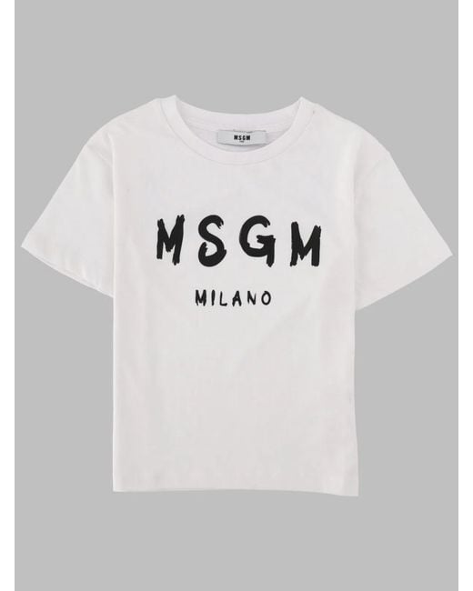 MSGM Gray Kids 100% Cotton T-Shirt