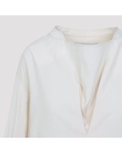 Studio Nicholson White Pampa Draped Neck Top