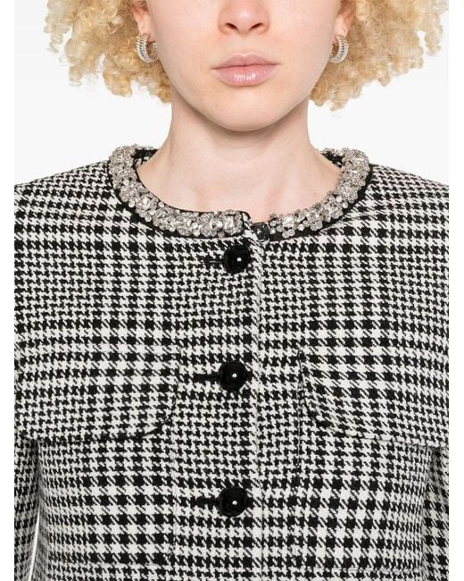 Self-Portrait Gray Wool Blend Checked Jacket