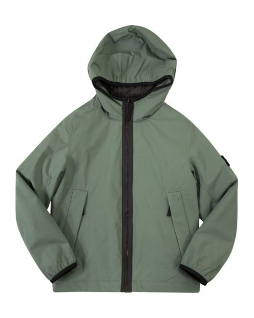 Stone Island Green Jacket With Windproof And Waterproof Membrane