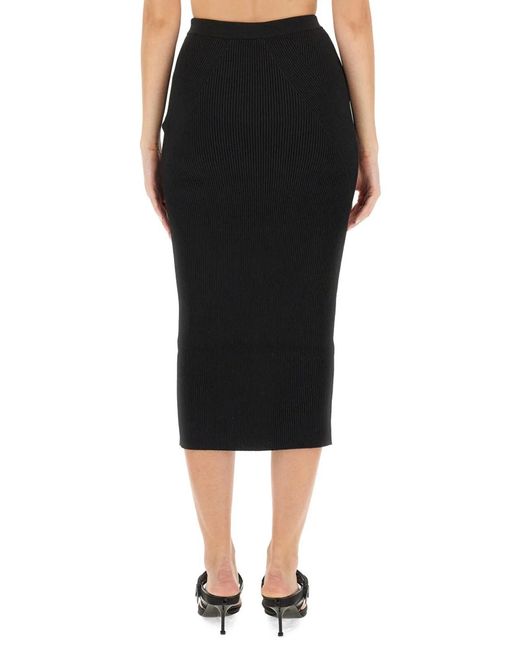 McQueen Black Knit Pencil Skirt