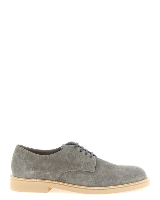 Brunello Cucinelli Gray 'Derby Light' Lace Up Shoes for men