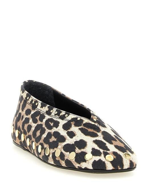 Ganni Multicolor Animal Print Ballet Flats