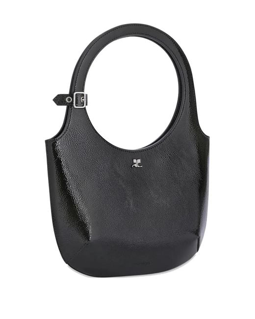 Courreges Black Courregès Leather Arched Handbag