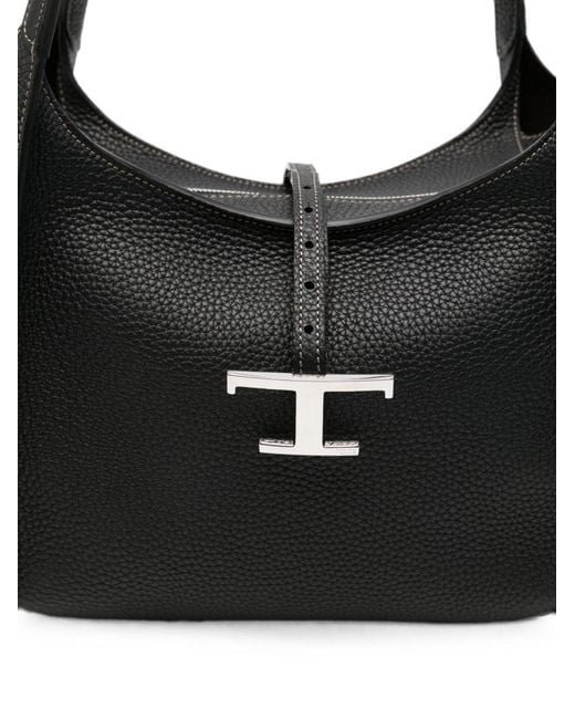 Tod's Black T Timeless Small Leather Shopping Bag