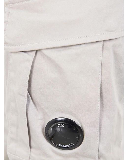 C P Company Gray C.P.Company Stretch Sateen Ergonomic Cargo Pants for men