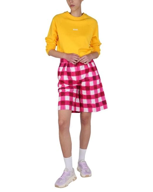 MSGM Red "Check" Shorts
