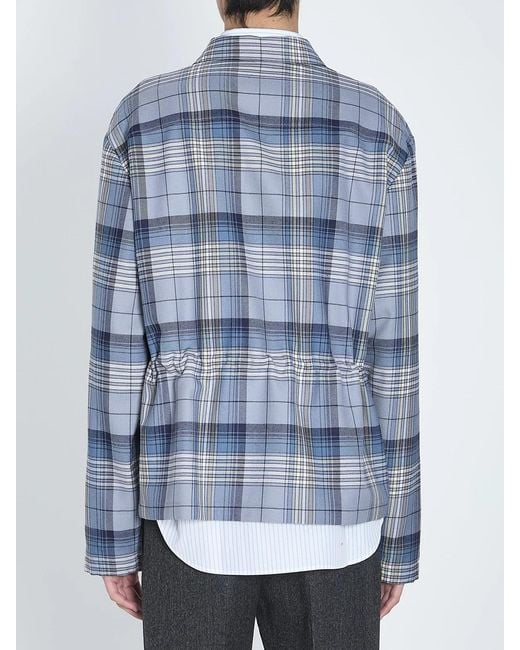 Dior Blue Zippered Check Shirt for men
