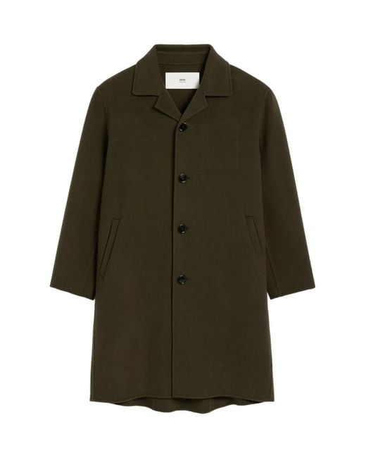 AMI Green De Coeur Single-Breasted Car Coat for men