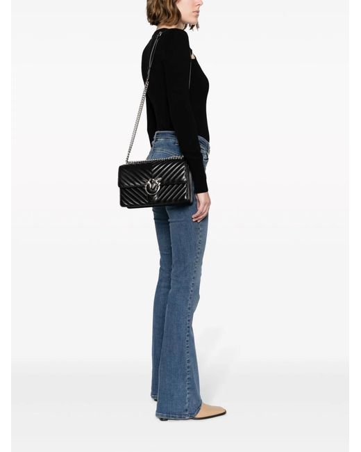 Pinko Black Love One Chevron Bag