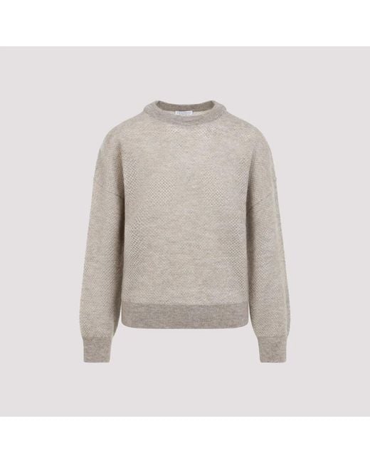 Brunello Cucinelli Gray Mohair Polyamide Wool Metallic T-Shirt