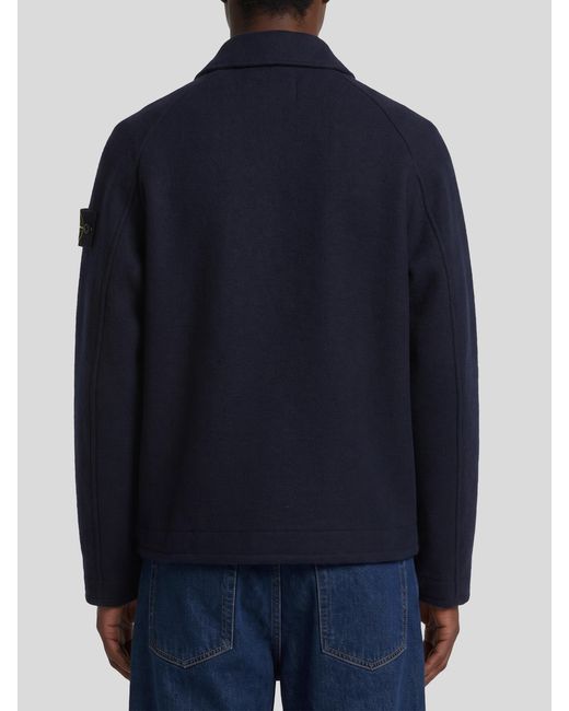 Stone Island Blue Rws Fleece Knit Jacket for men
