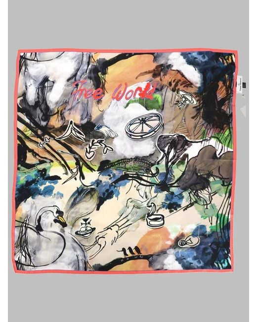 Vivienne Westwood Multicolor Foulard Quadrato "Free World"
