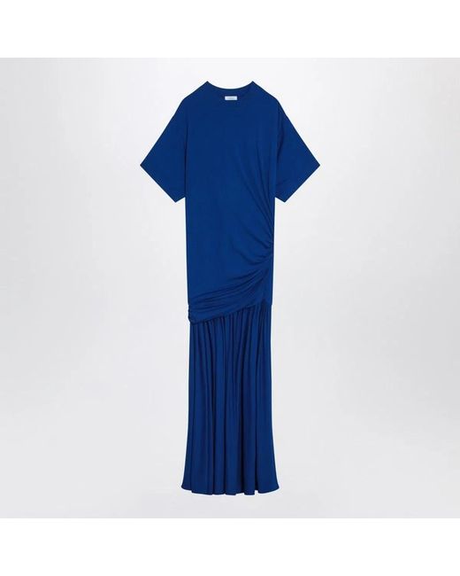 Ferragamo Blue Long Dress With Draping