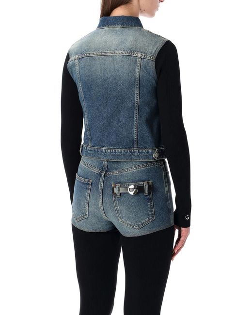 Coperni Blue Hybrid Rib Knit And Denim Trompe-L'Œil Jacket
