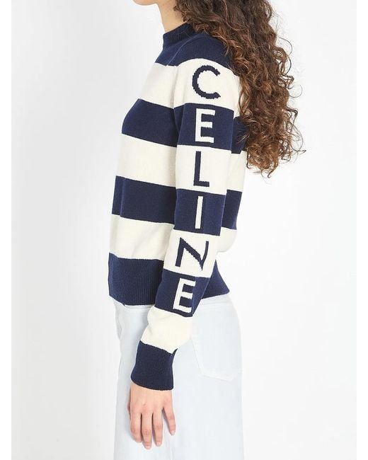Céline Blue Crew Neck Sweater