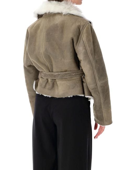 Rick Owens Multicolor Cropped Flight Shearling Jacket