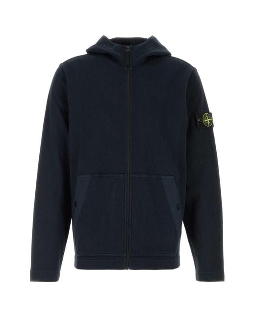 Stone Island Blue Hoodie Sweater for men