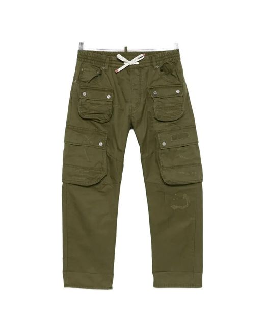 DSquared² Green Dsquared Kawaii Pocket Drawstring Trousers for men