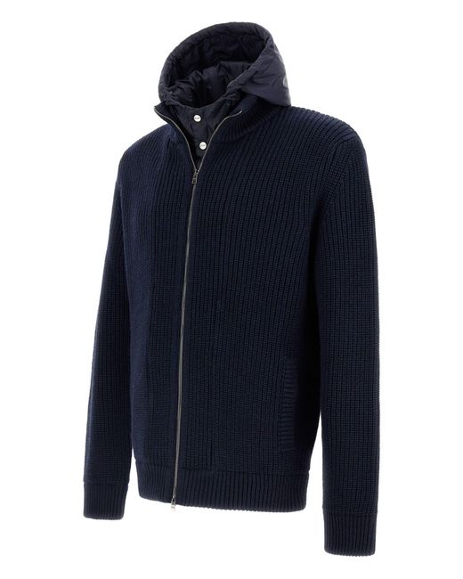 Herno Blue Hooded Zip Jacket for men