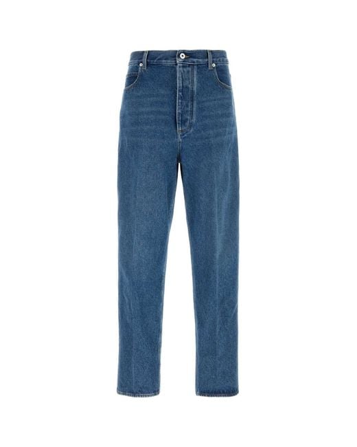 Bottega Veneta Blue Denim Con Gamba Morbida E Dettaglio for men