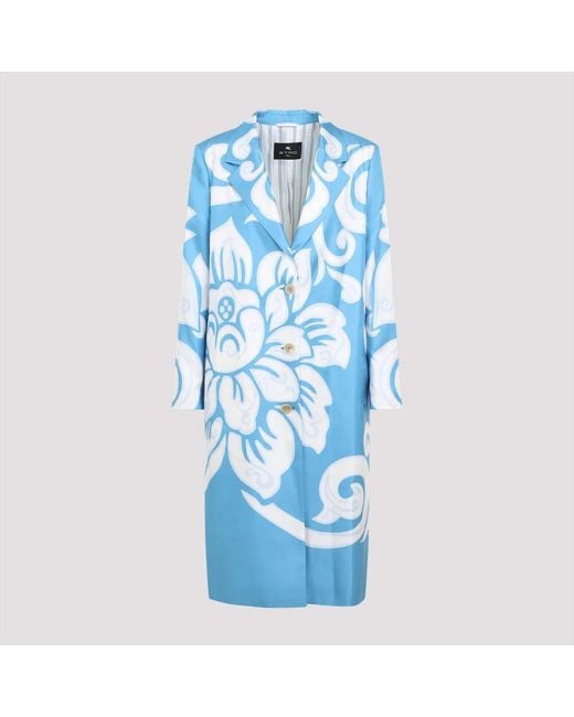 Etro Blue Printed Caban