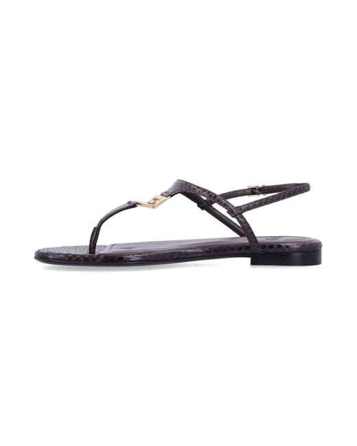 Fendi Blue Ffold Leather Sandals