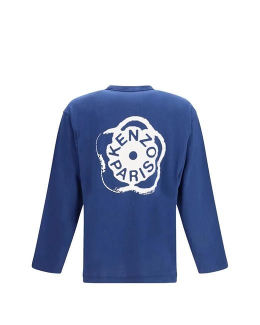 KENZO Blue "Gots Boke Flower 2.0 Relax" Long Sleeves T-Shirt for men