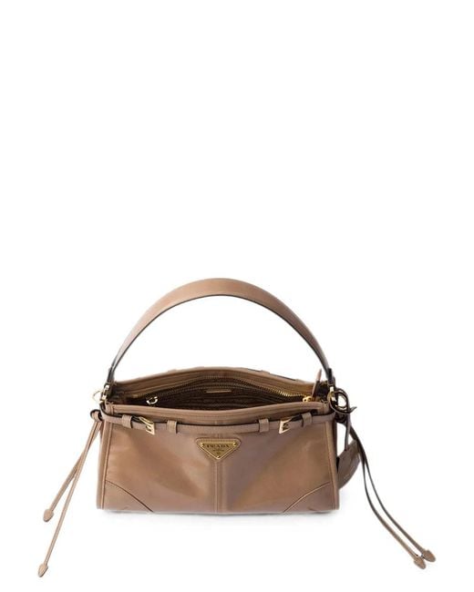 Prada Natural Leather Bonnie Shoulder Bag