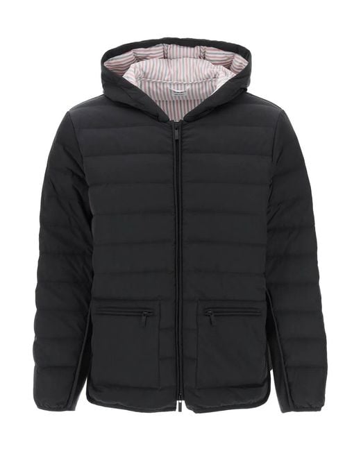 Thom Browne Black Hooded Down Jacket for men