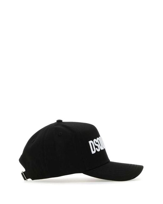 DSquared² Black Cotton Baseball Cap for men