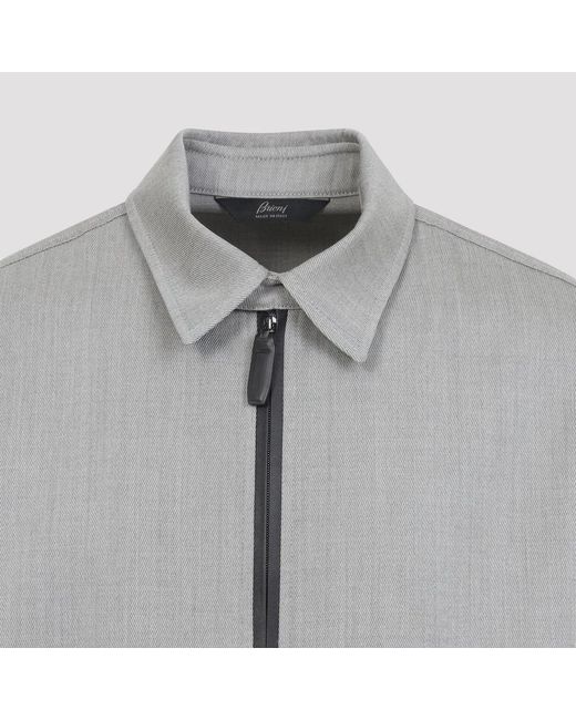 Brioni Gray Sand Zip-Up Blouson Jacket for men