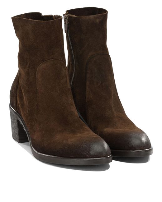 Strategia Brown Leather Rubber Boots Ankle