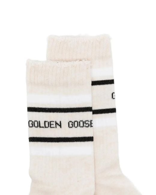 Golden Goose Deluxe Brand White Striped Cotton Socks