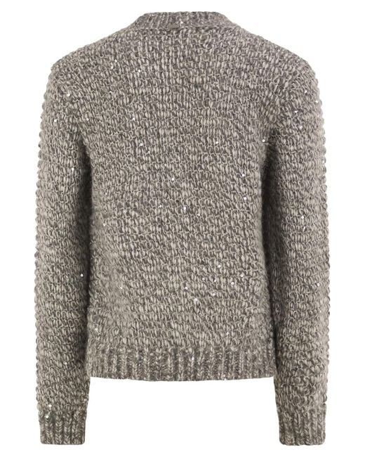 Herno Gray Alpaca-Blend Jumper With Sequins