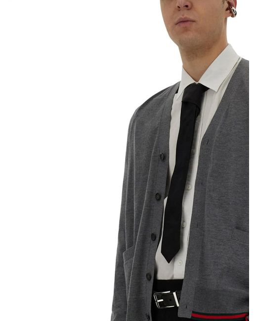 Gucci Gray Web Pattern Cardigan for men