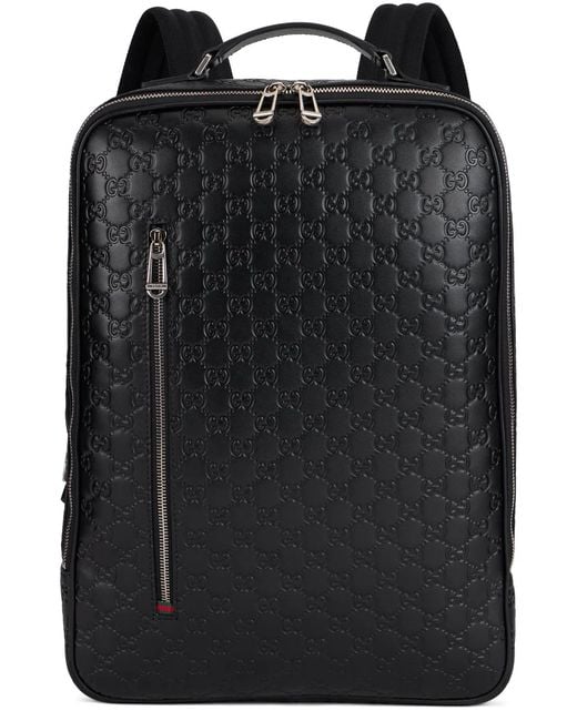 Gucci Black Medium Monogram Leather Backpack for men