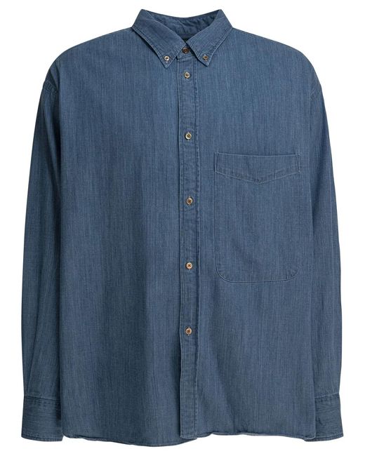 Beams Plus Blue Cotton Shirt for men