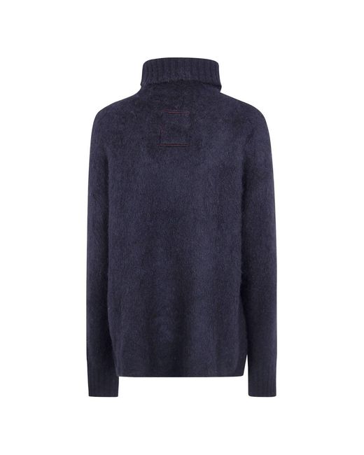 Uma Wang Blue Wool Turtle-Neck Sweater