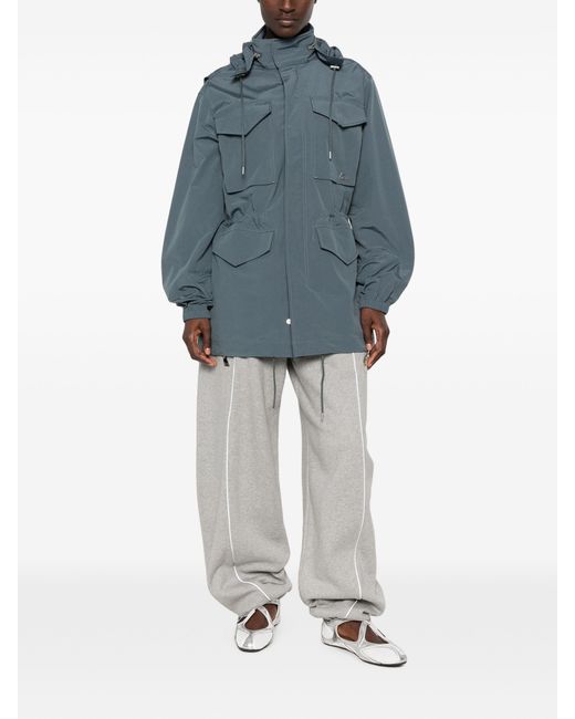 KENZO Blue Drawstring-Hem Hooded Parka Coat
