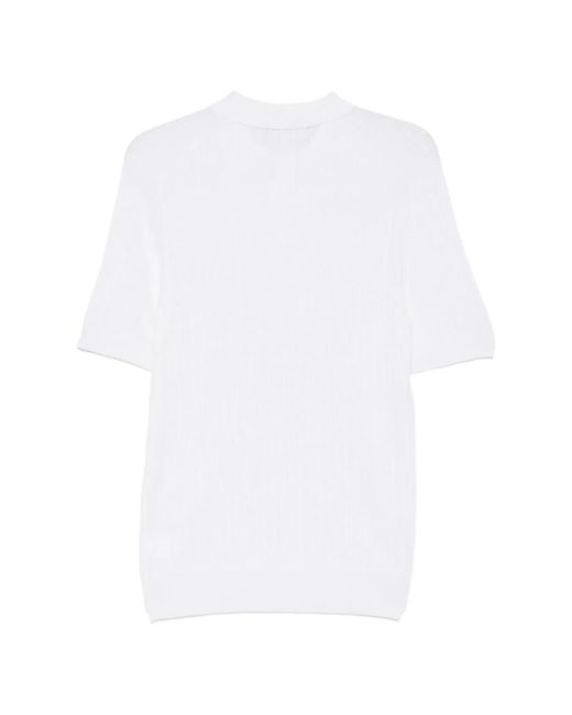 Tagliatore White Polo Shirt With Cable Knit for men