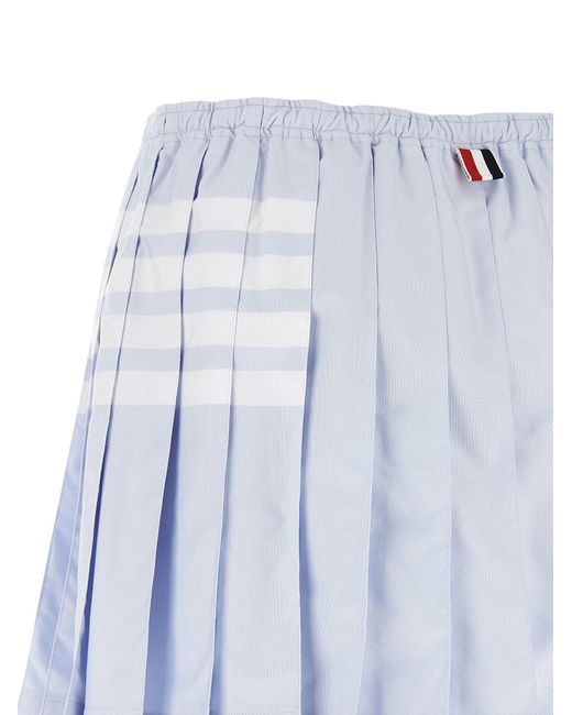 Thom Browne Blue '4-Bar' Oxford Pleated Skirt