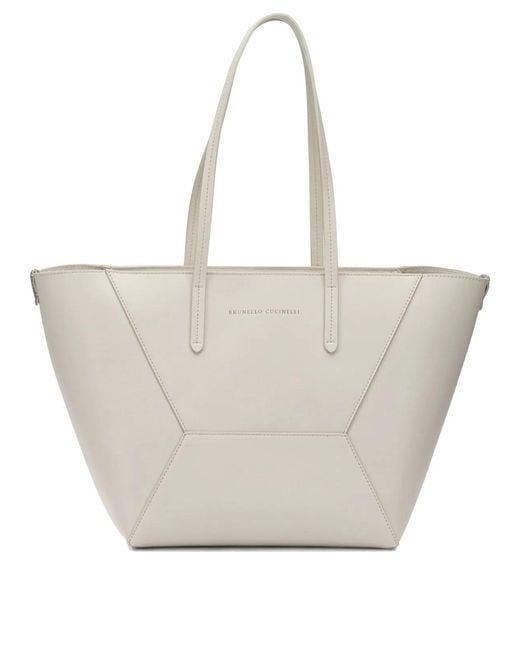 Brunello Cucinelli White "Bc Duo" Large Shoulder Bag