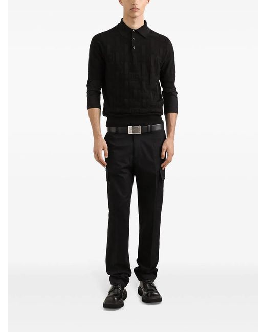 Dolce & Gabbana Black Dolce & Gabbana Silk Polo for men