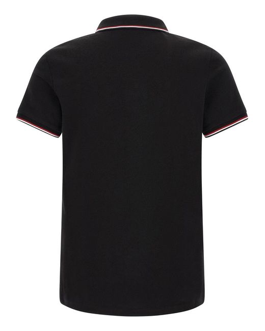 Moncler Black Tricolor Trim Polo Shirt for men