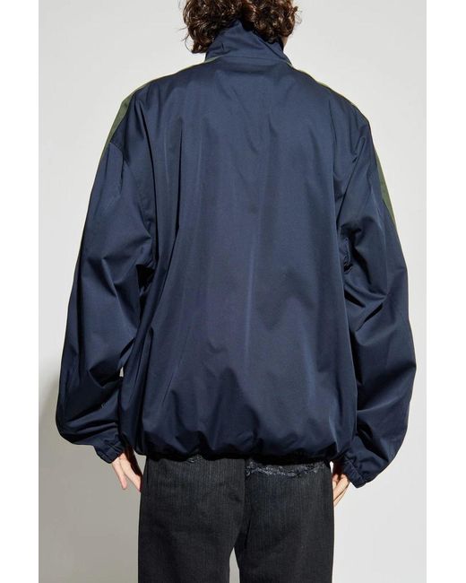 Balenciaga Blue Cotton Jacket With Stand-Up Collar for men