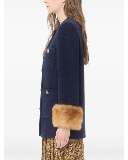 Valentino Blue Wool Caban Coat