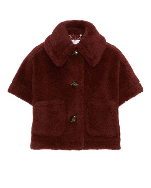 Max Mara Red Newterzo Boxy Teddy Cape