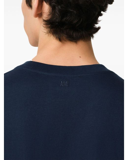 AMI Blue Cotton Long Sleeve T-Shirt for men